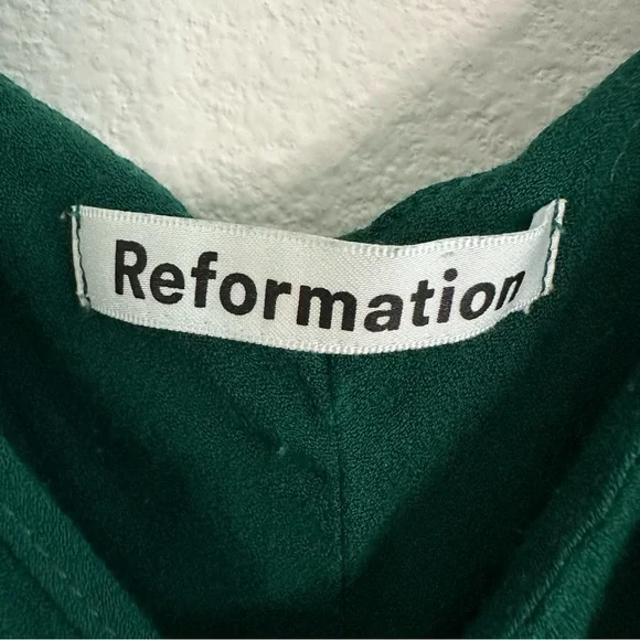 Reformation Crimini Midi Dress in Emerald Green Size: 16 - Picture 5 of 14